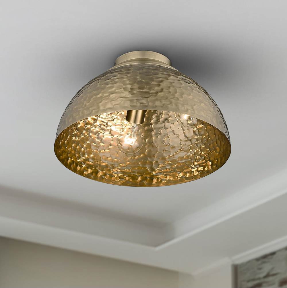 Golden Lighting 6950-FM MBS Modern Brass Golden Lighting Shepard 3-light Flush Mount In Modern Brass And Modern Brass Shade Image 3