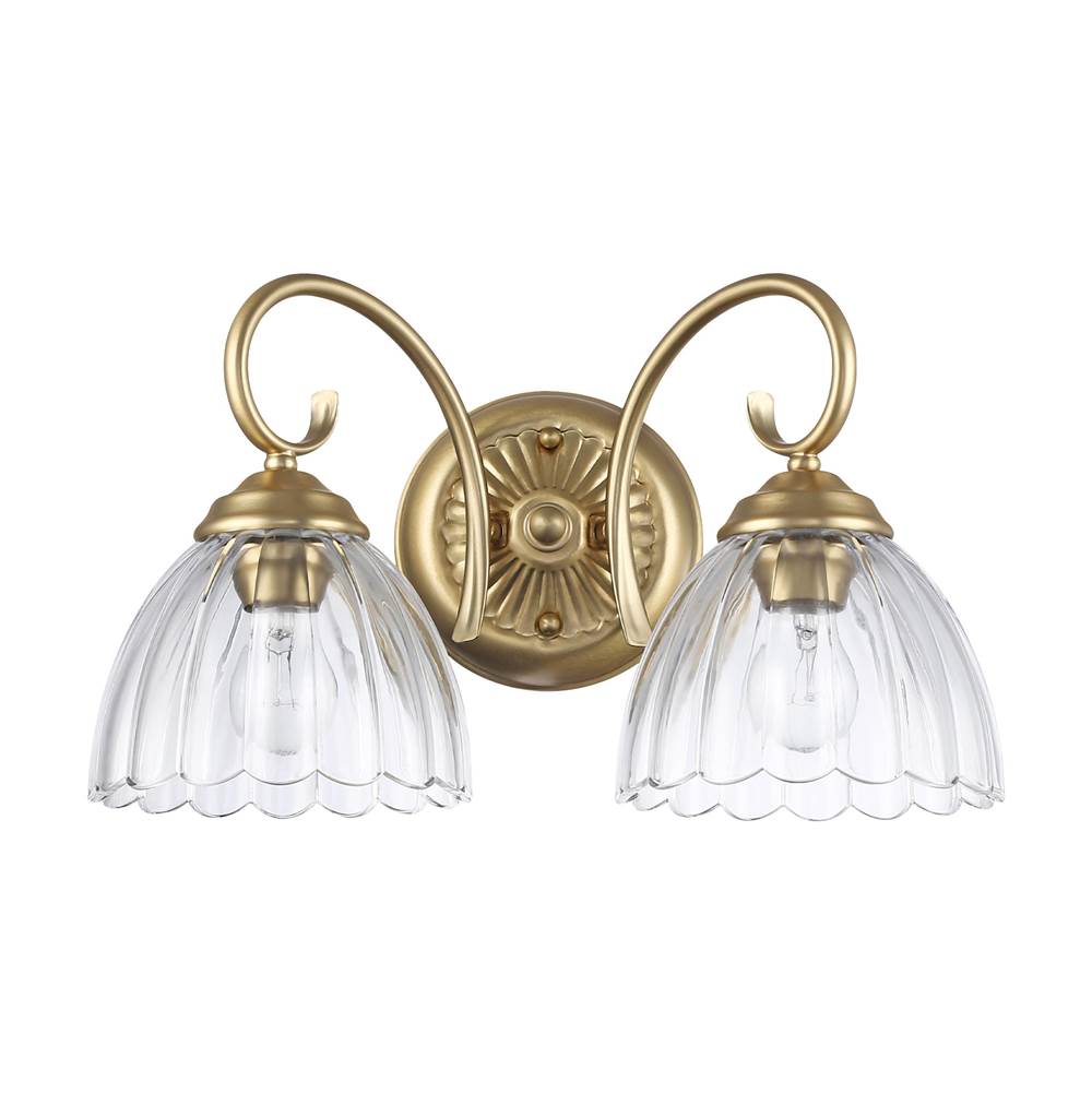 Golden Lighting 6952-BA2 BCB-CLR Brushed Champagne Brass Golden Lighting Audra 2-light Vanity In Brushed Champagne Brass Image 1