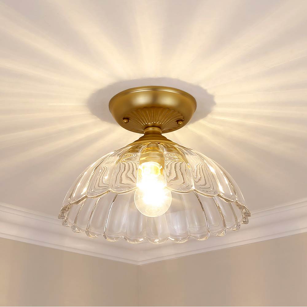 Golden Lighting 6952-SF BCB-CLR Brushed Champagne Brass Golden Lighting Audra 1-light 12in Semi-flush Mount In Brushed Champagne Brass Image 3