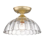 Golden Lighting 6952-SF BCB-CLR Brushed Champagne Brass Golden Lighting Audra 1-light 12in Semi-flush Mount In Brushed Champagne Brass Image 1