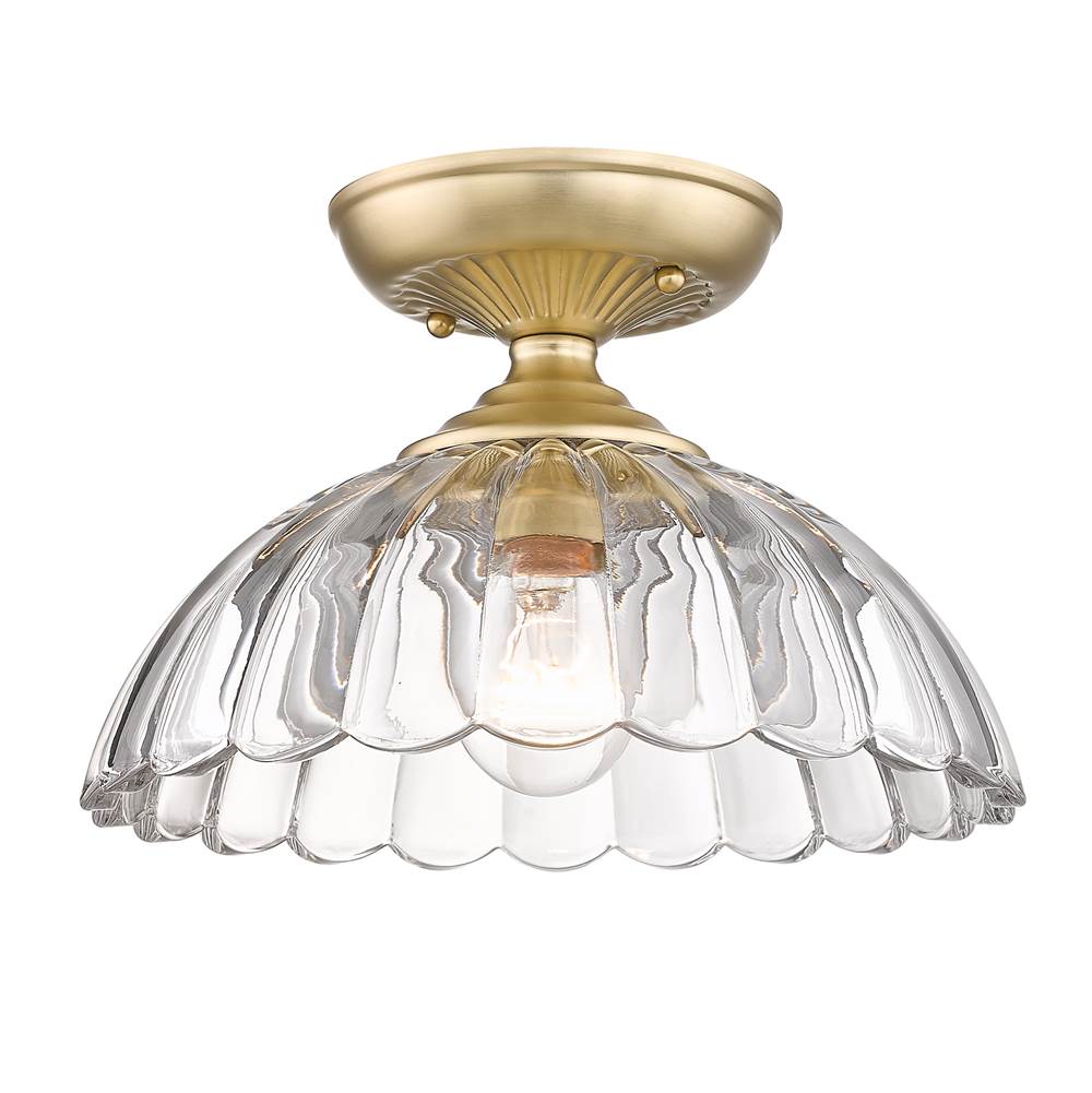 Golden Lighting 6952-SF BCB-CLR Brushed Champagne Brass Golden Lighting Audra 1-light 12in Semi-flush Mount In Brushed Champagne Brass Image 1