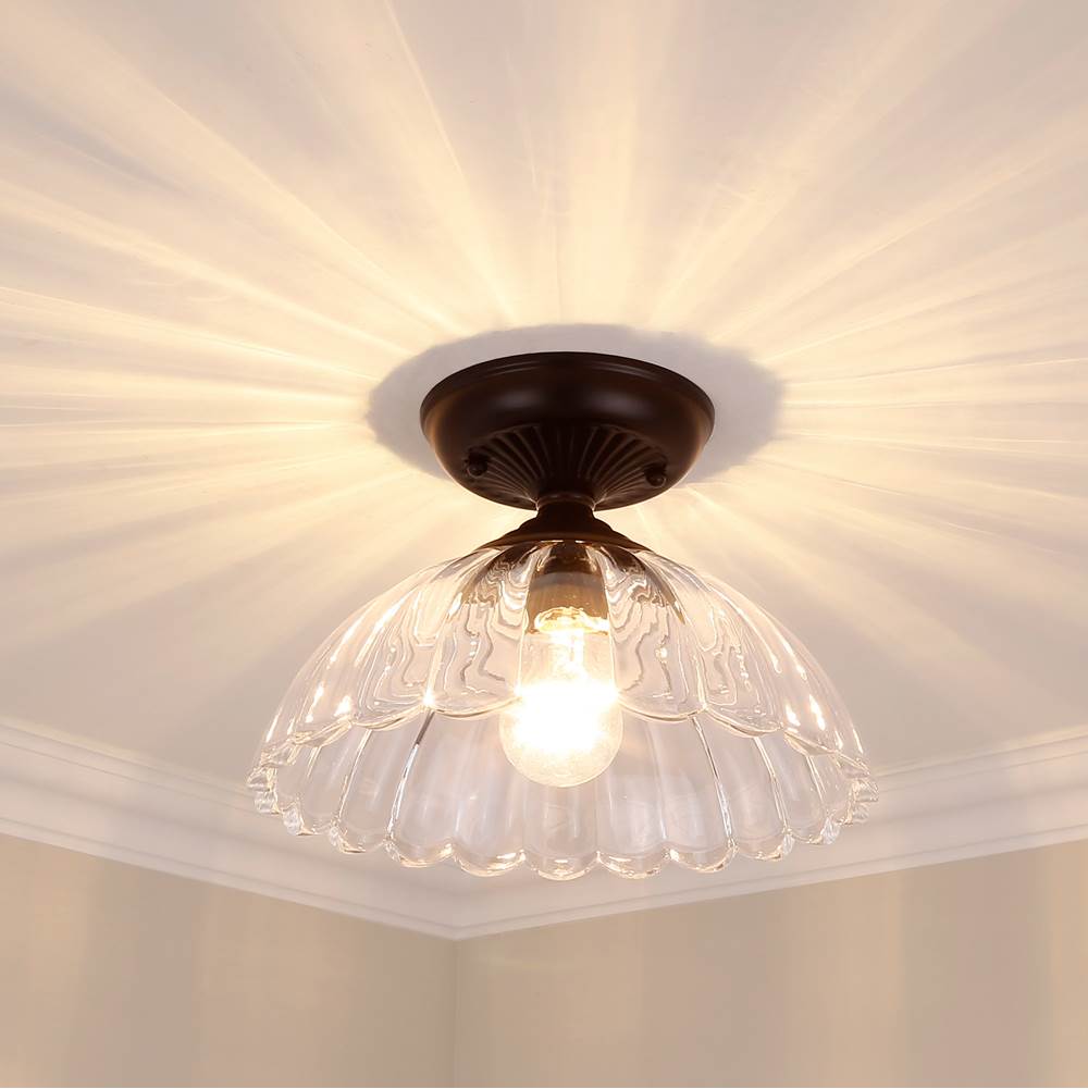 Golden Lighting 6952-SF BLK-CLR Matte Black Golden Lighting Audra 1-light 12in Semi-flush Mount In Matte Black Image 3