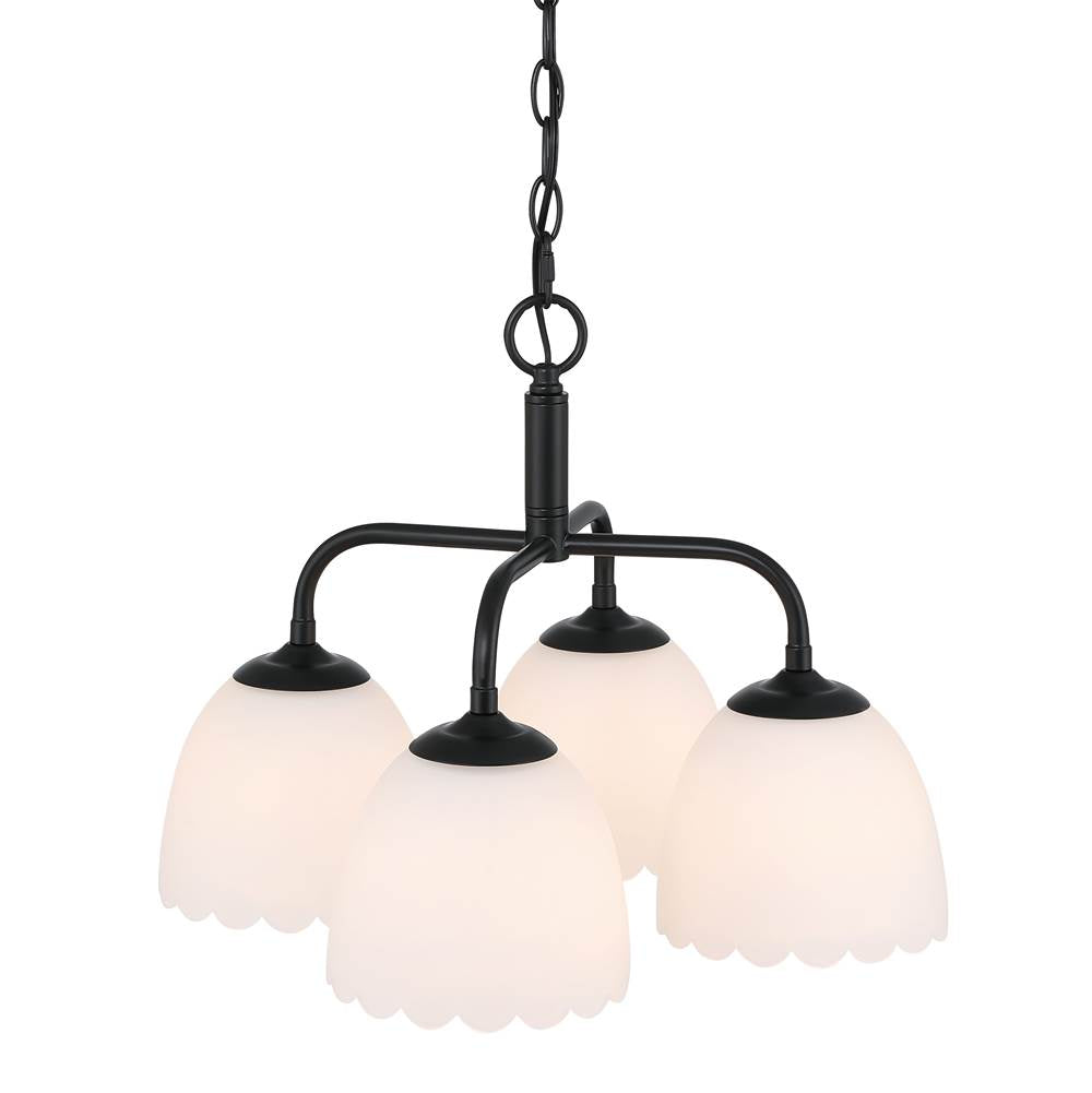 Golden Lighting 6954-4P BLK-OP Matte Black Golden Lighting Dorinda 4-light Pendant In Matte Black Image 4
