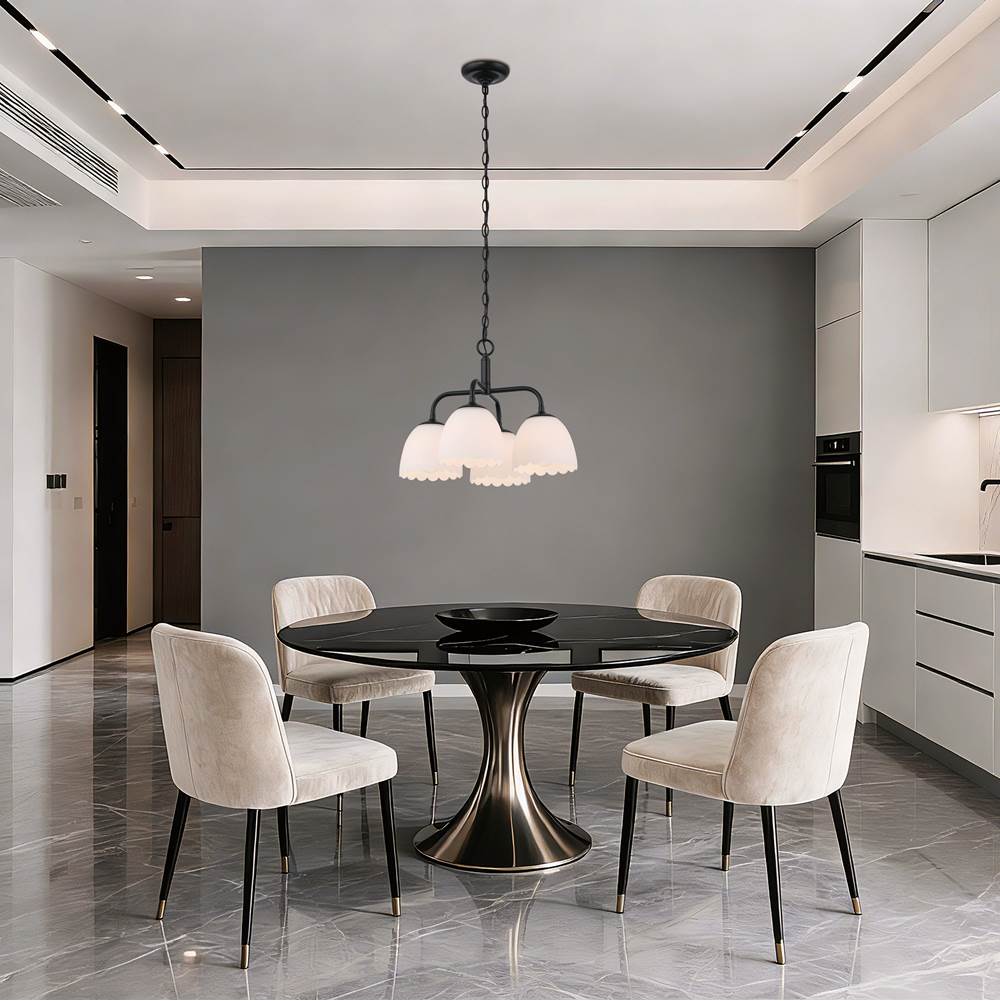 Golden Lighting 6954-4P BLK-OP Matte Black Golden Lighting Dorinda 4-light Pendant In Matte Black Image 2