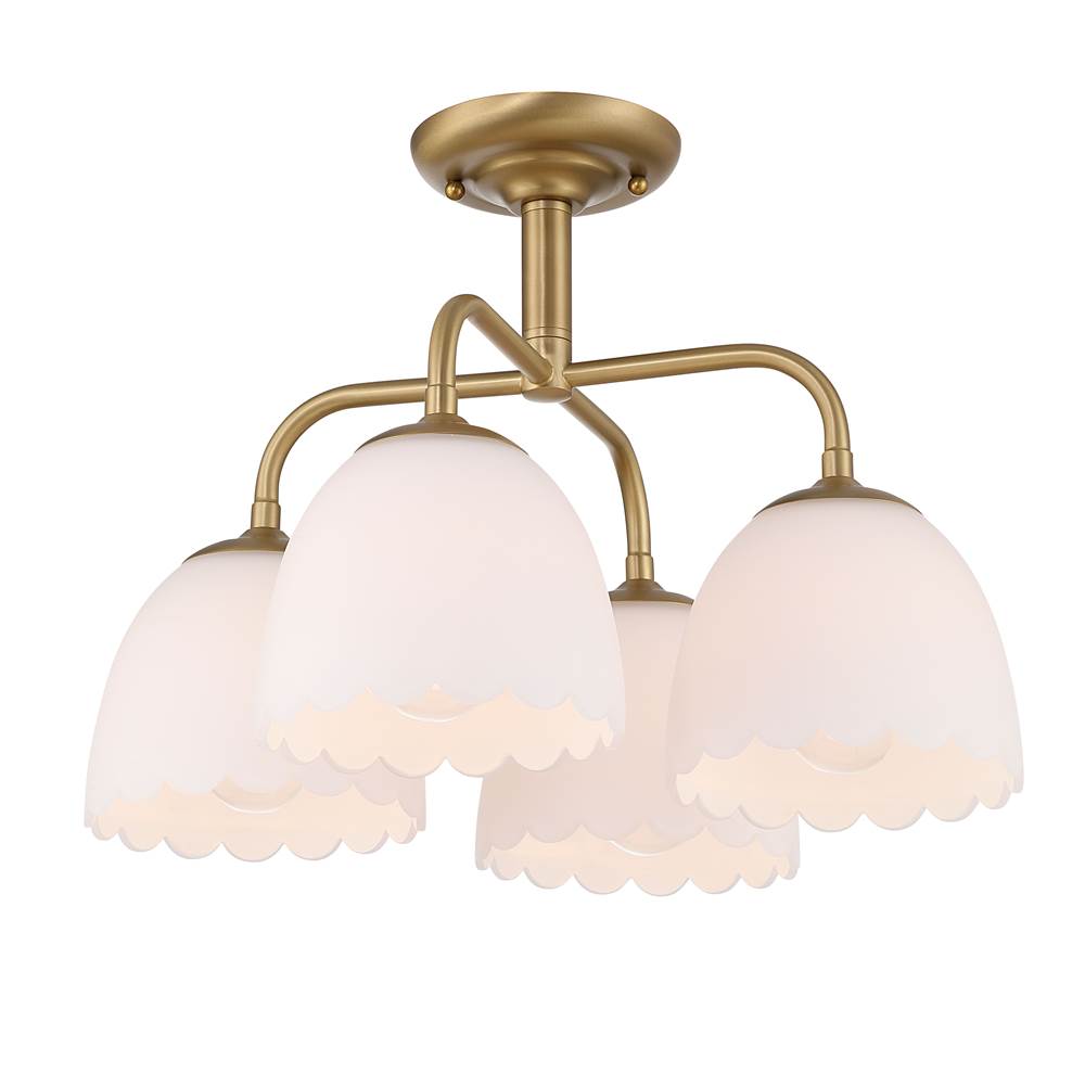 Golden Lighting 6954-4SF BCB-OP Brushed Champagne Brass Golden Lighting Dorinda 4-light Semi-flush Mount In Brushed Champagne Brass Image 1