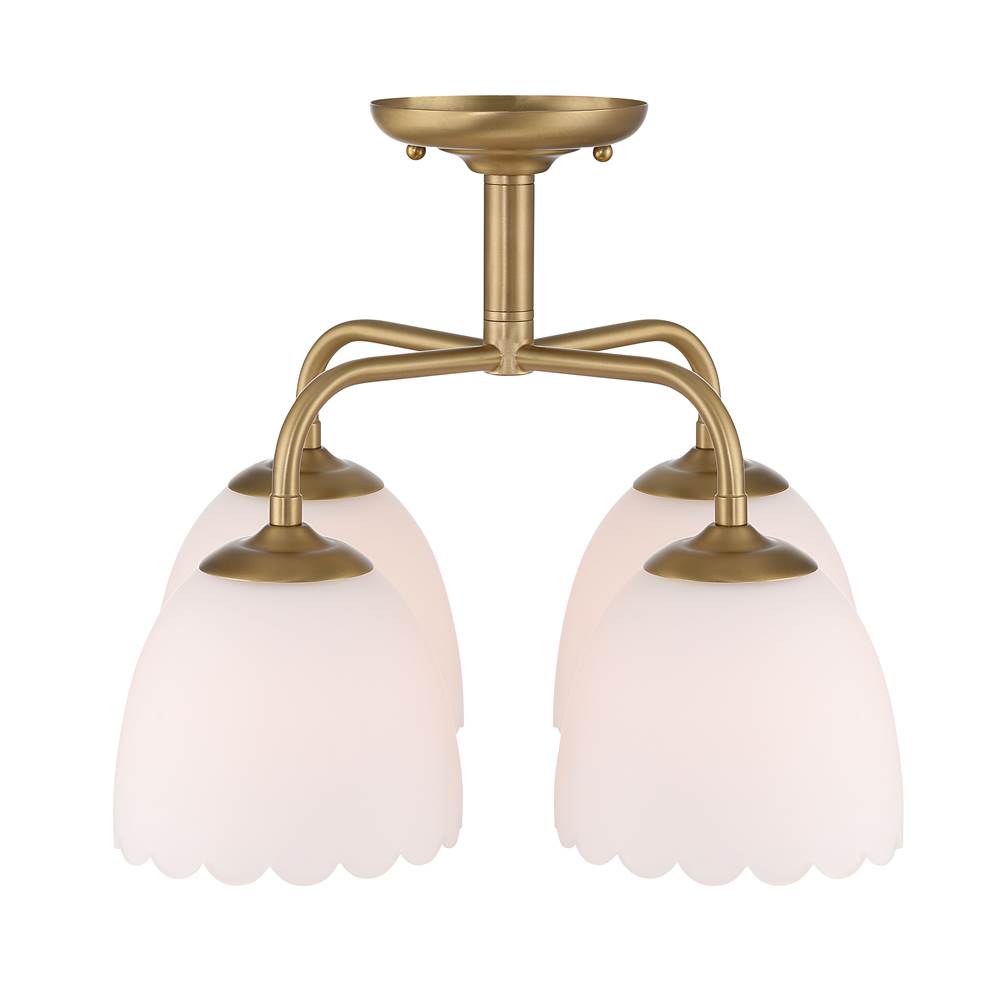 Golden Lighting Dorinda Golden Lighting Dorinda 4-light Semi-flush Mount In Brushed Champagne Brass