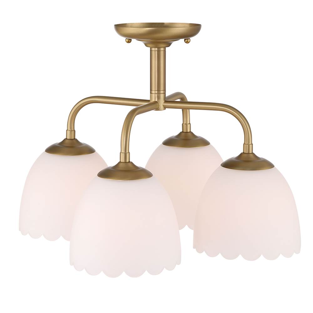 Golden Lighting 6954-4SF BCB-OP Brushed Champagne Brass Golden Lighting Dorinda 4-light Semi-flush Mount In Brushed Champagne Brass Image 4
