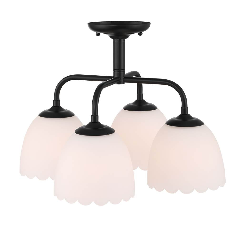 Golden Lighting 6954-4SF BLK-OP Matte Black Golden Lighting Dorinda 4-light Semi-flush Mount In Matte Black Image 4