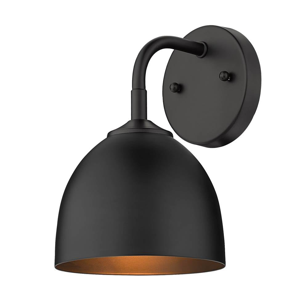 Golden Lighting 6956-1W BLK-BLK Matte Black Yep By Golden Lighting Zoey 1-light Wall Sconce In Matte Black Image 1