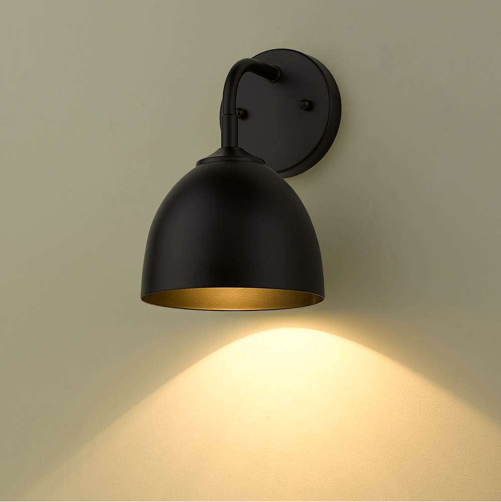 Golden Lighting 6956-1W BLK-BLK Matte Black Yep By Golden Lighting Zoey 1-light Wall Sconce In Matte Black Image 2