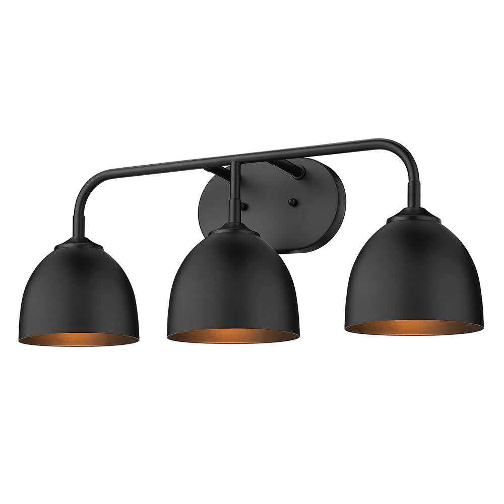 Golden Lighting 6956-BA3 BLK-BLK Matte Black Yep By Golden Lighting Zoey 3-light Vanity In Matte Black Image 1