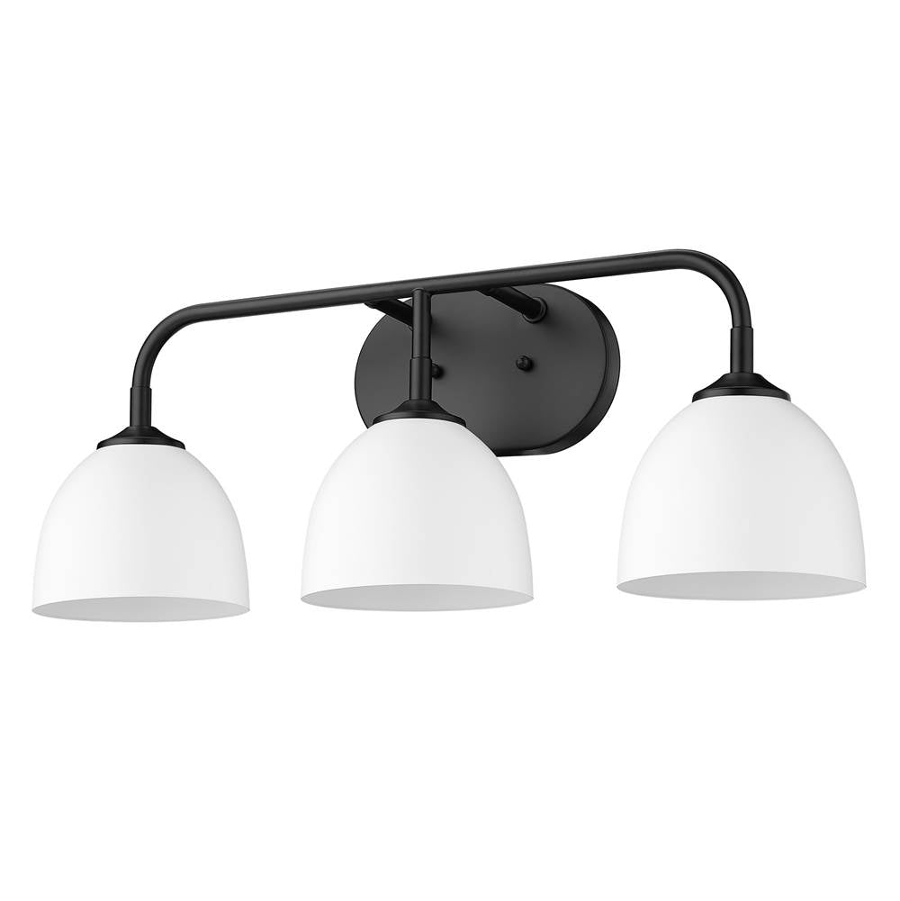 Golden Lighting 6956-BA3 BLK-WHT Matte Black Yep By Golden Lighting Zoey 3-light Vanity In Matte Black And Matte White Shade Image 2
