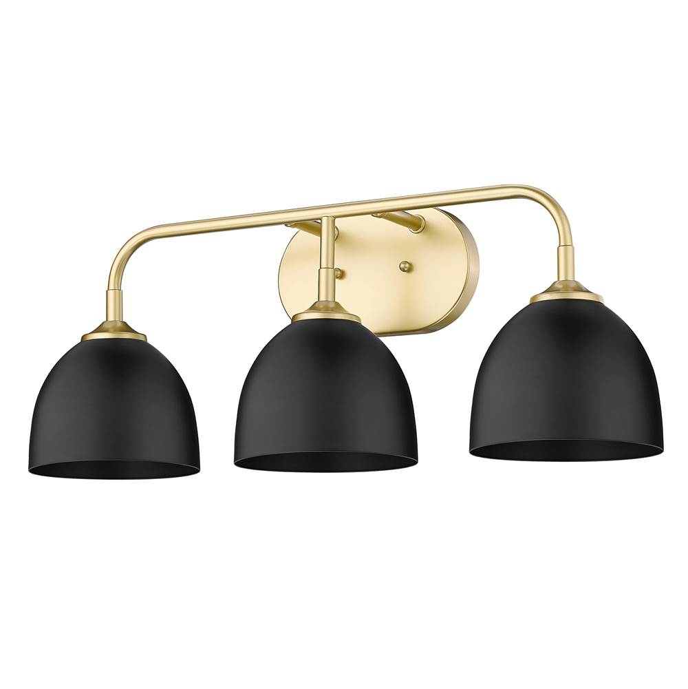 Golden Lighting 6956-BA3 OG-BLK Olympic Gold Yep By Golden Lighting Zoey 3-light Vanity In Olympic Gold And Matte Black Shade Image 2