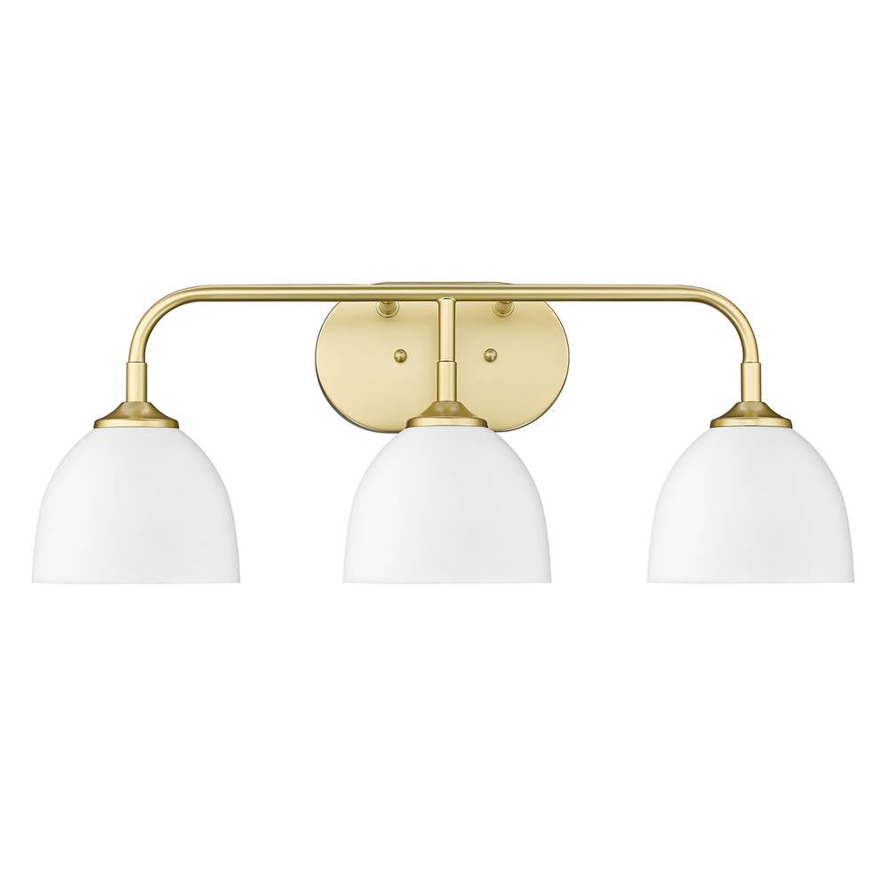 Golden Lighting Zoey Yep By Golden Lighting Zoey 3-light Vanity In Matte Black And Matte White Shade