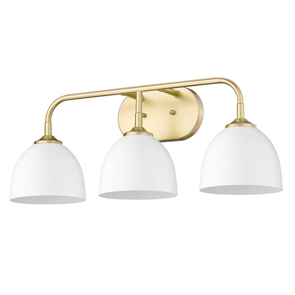 Golden Lighting 6956-BA3 OG-WHT Olympic Gold Yep By Golden Lighting Zoey 3-light Vanity In Olympic Gold And Matte White Shade Image 2