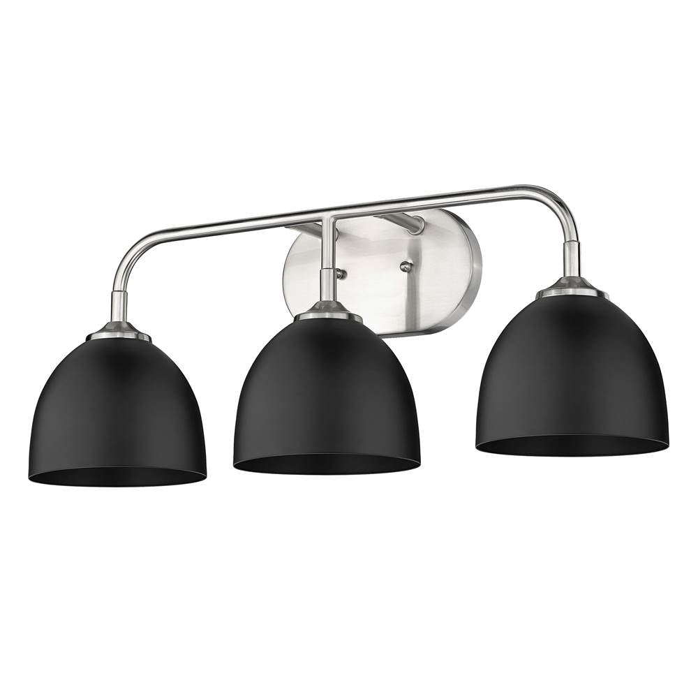 Golden Lighting 6956-BA3 PW-BLK Pewter Yep By Golden Lighting Zoey 3-light Vanity In Pewter And Matte Black Shade Image 2