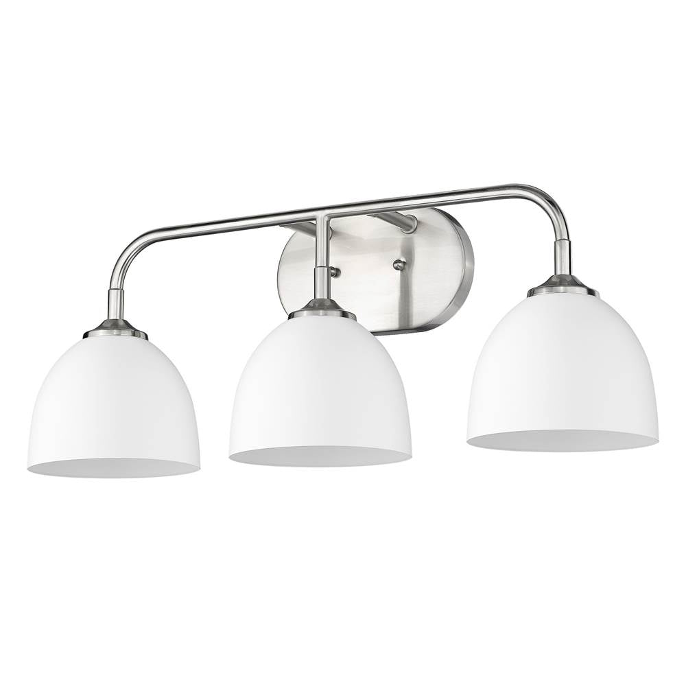 Golden Lighting 6956-BA3 PW-WHT Pewter Yep By Golden Lighting Zoey 3-light Vanity In Pewter And Matte White Shade Image 2