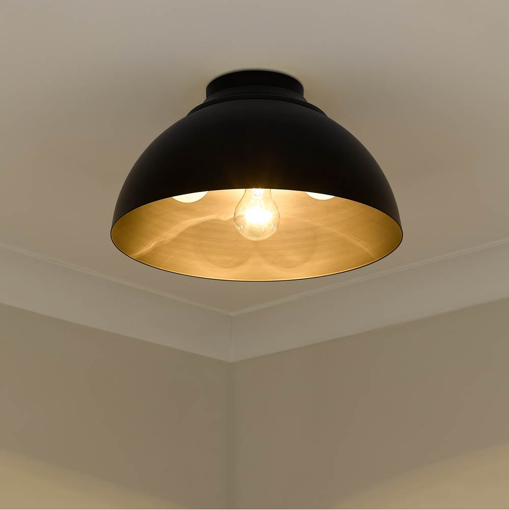 Golden Lighting 6956-FM BLK-BLK Matte Black Yep By Golden Lighting Zoey 3-light Flush Mount In Matte Black Image 2