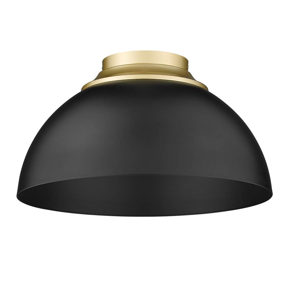 Golden Lighting 6956-FM OG-BLK Olympic Gold Yep By Golden Lighting Zoey 3-light Flush Mount In Olympic Gold And Matte Black Shade Image 3