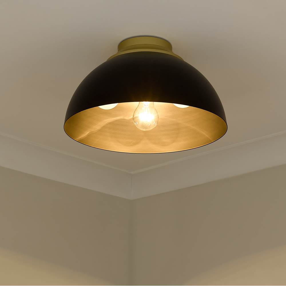 Golden Lighting 6956-FM OG-BLK Olympic Gold Yep By Golden Lighting Zoey 3-light Flush Mount In Olympic Gold And Matte Black Shade Image 2