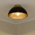 Golden Lighting 6956-FM OG-BLK Olympic Gold Yep By Golden Lighting Zoey 3-light Flush Mount In Olympic Gold And Matte Black Shade Image 2