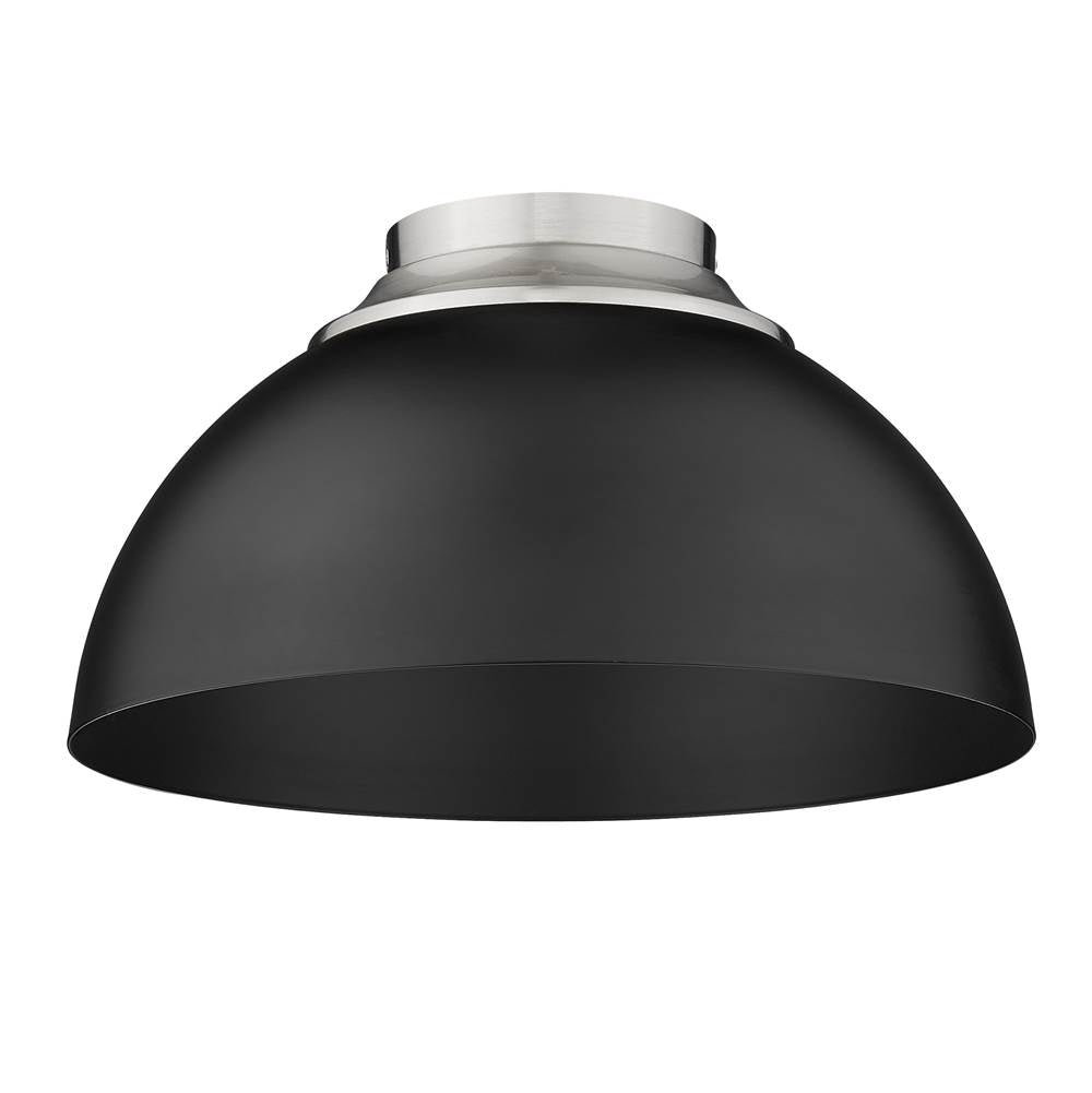 Golden Lighting 6956-FM PW-BLK Pewter Yep By Golden Lighting Zoey 3-light Flush Mount In Pewter And Matte Black Shade Image 3