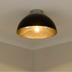 Golden Lighting 6956-FM PW-BLK Pewter Yep By Golden Lighting Zoey 3-light Flush Mount In Pewter And Matte Black Shade Image 2