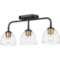 Golden Lighting Roxie Golden Lighting Roxie 3-light Semi-flush Mount In Matte Black And Brushed Champagne Brass