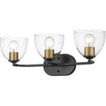 Golden Lighting Roxie Golden Lighting Roxie 3-light Vanity In Matte Black And Brushed Champagne Brass Accents