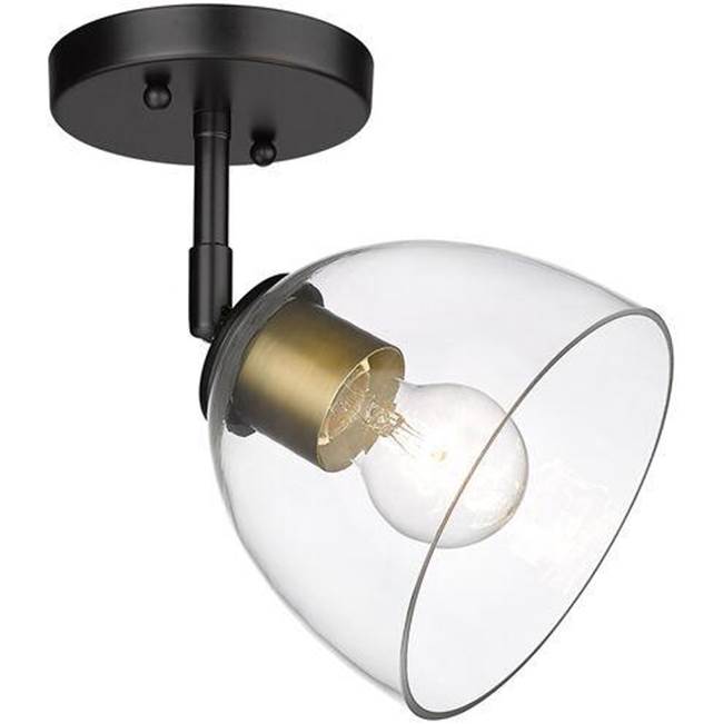 Golden Lighting Roxie Golden Lighting Roxie 1-light Semi-flush Mount In Matte Black And Brushed Champagne Brass