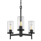 Golden Lighting 7011-3 BLK-CLR Matte Black Golden Lighting Winslett 3-light Chandelier In Matte Black Image 1