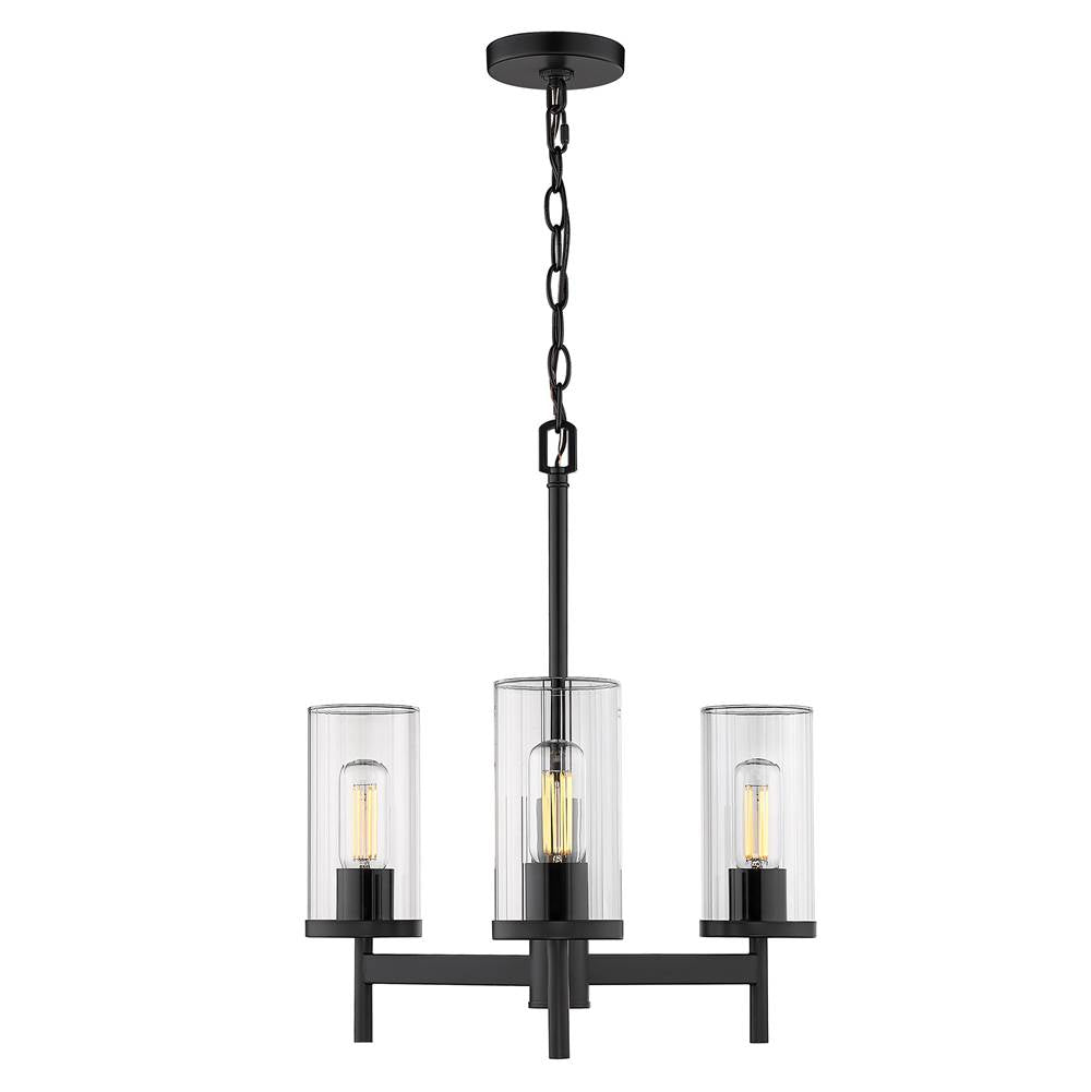 Golden Lighting Winslett Golden Lighting Winslett 3-light Chandelier In Matte Black