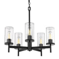 Golden Lighting 7011-5 BLK-CLR Matte Black Golden Lighting Winslett 5-light Chandelier In Matte Black Image 1