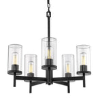 Golden Lighting 7011-5 BLK-CLR Matte Black Golden Lighting Winslett 5-light Chandelier In Matte Black Image 1