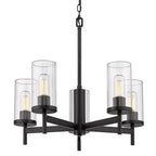Golden Lighting 7011-5 BLK-CLR Matte Black Golden Lighting Winslett 5-light Chandelier In Matte Black Image 4