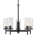 Golden Lighting 7011-5 BLK-CLR Matte Black Golden Lighting Winslett 5-light Chandelier In Matte Black Image 3