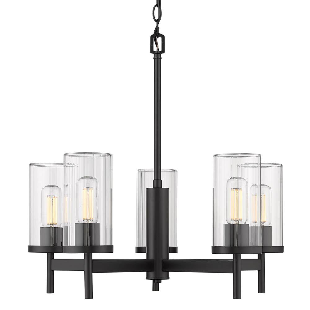 Golden Lighting 7011-5 BLK-CLR Matte Black Golden Lighting Winslett 5-light Chandelier In Matte Black Image 3