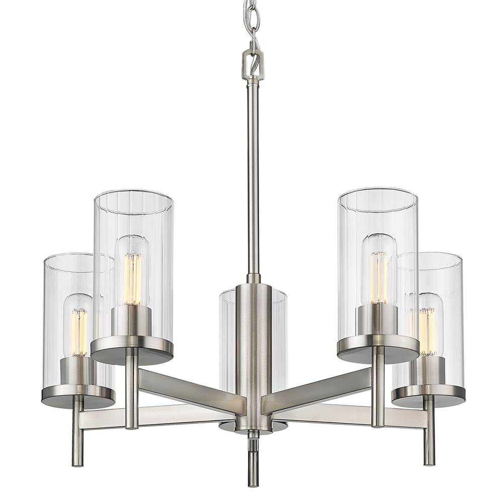 Golden Lighting 7011-5 PW-CLR Pewter Golden Lighting Winslett 5-light Chandelier In Pewter Image 4