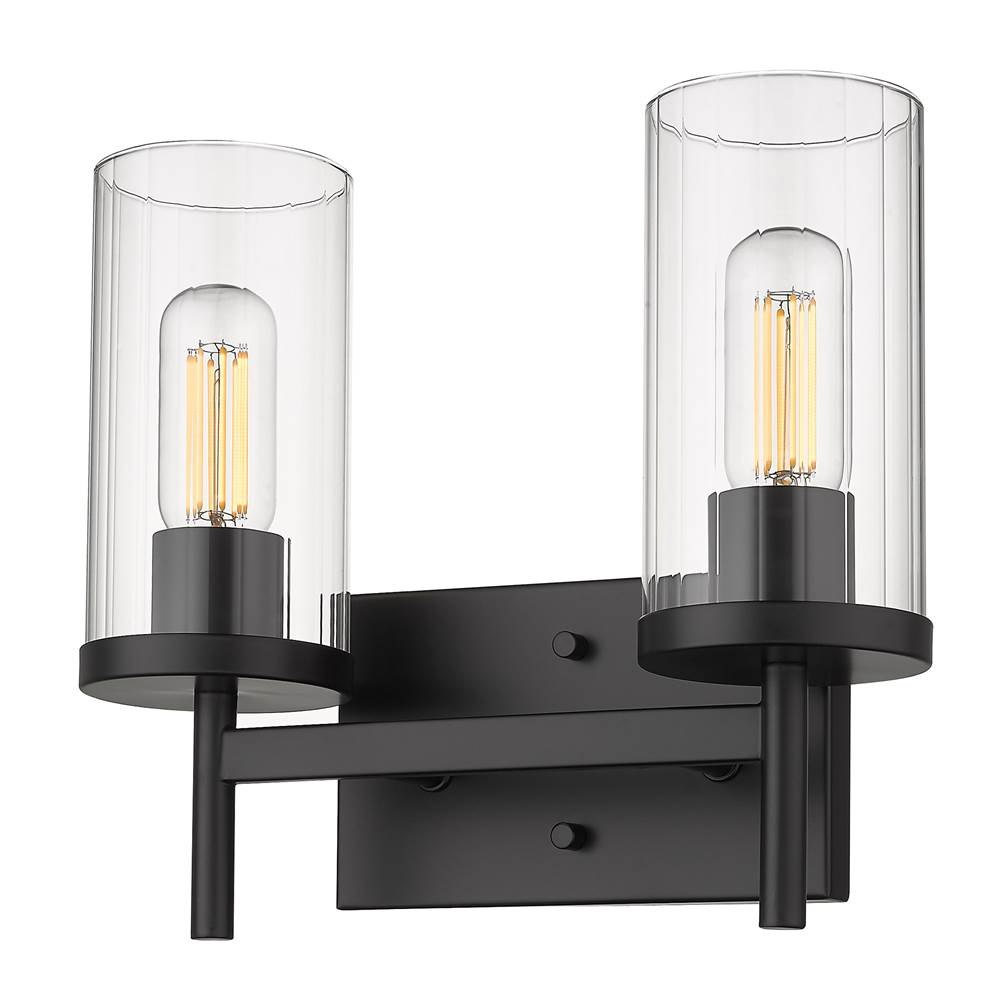 Golden Lighting 7011-BA2 BLK-CLR Matte Black Golden Lighting Winslett 2-light Vanity In Matte Black Image 1