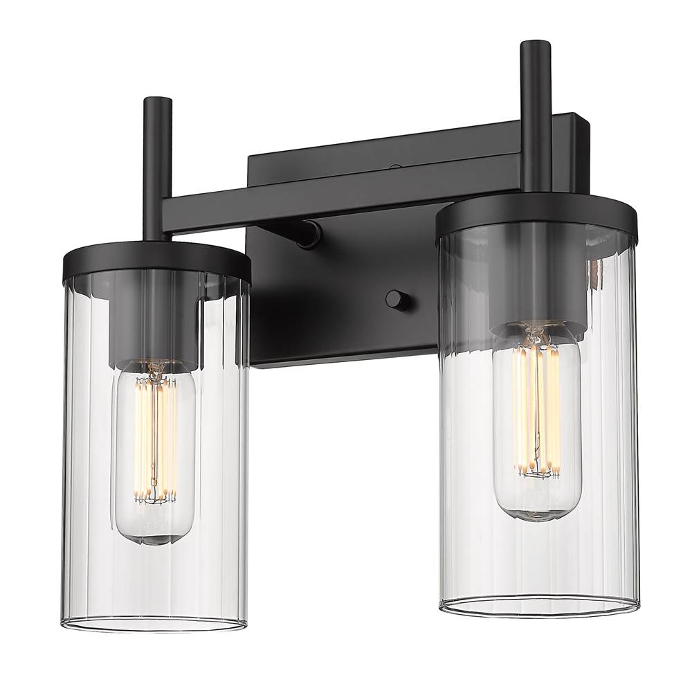 Golden Lighting 7011-BA2 BLK-CLR Matte Black Golden Lighting Winslett 2-light Vanity In Matte Black Image 2