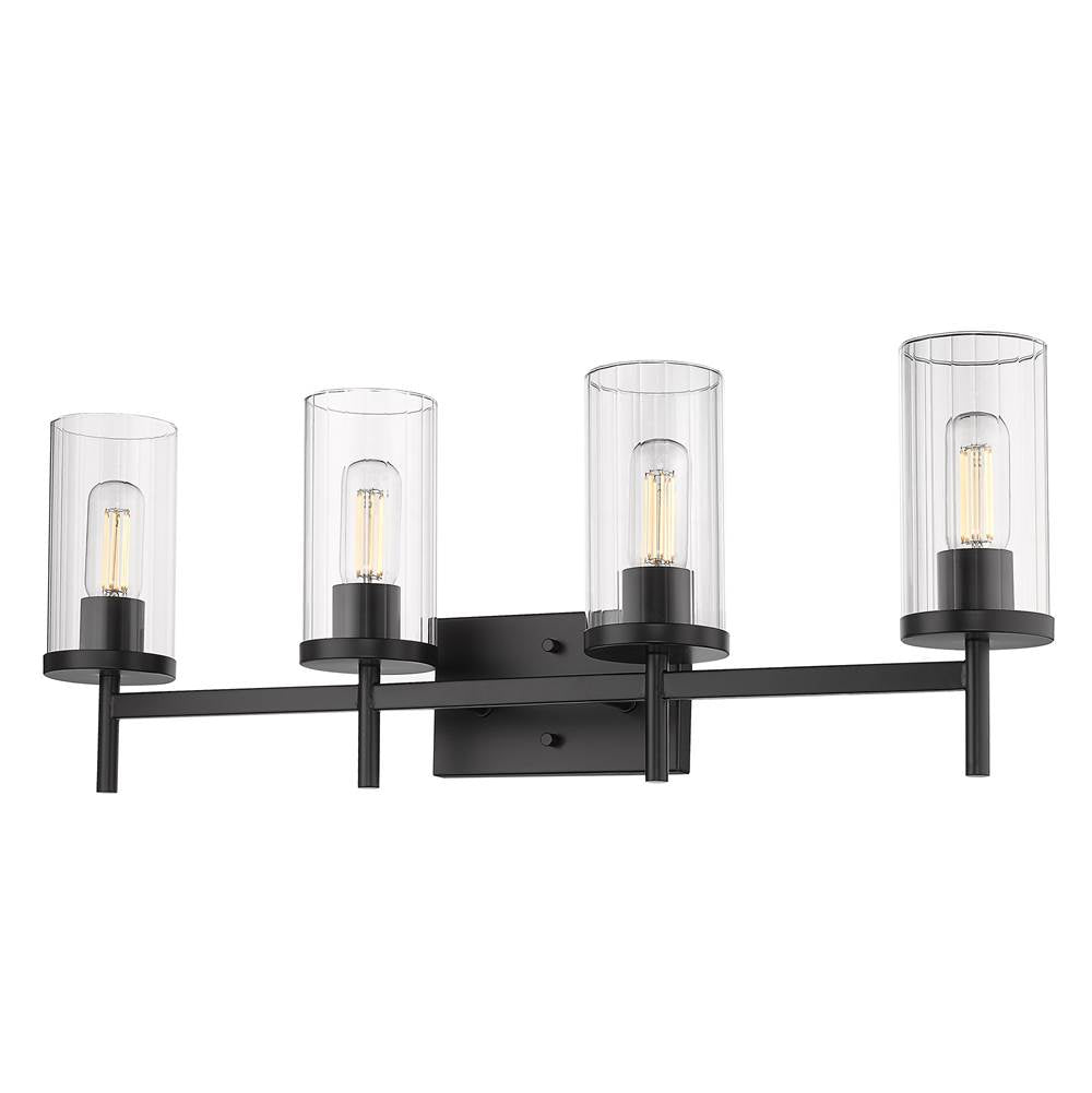 Golden Lighting 7011-BA4 BLK-CLR Matte Black Golden Lighting Winslett 4-light Vanity In Matte Black Image 1