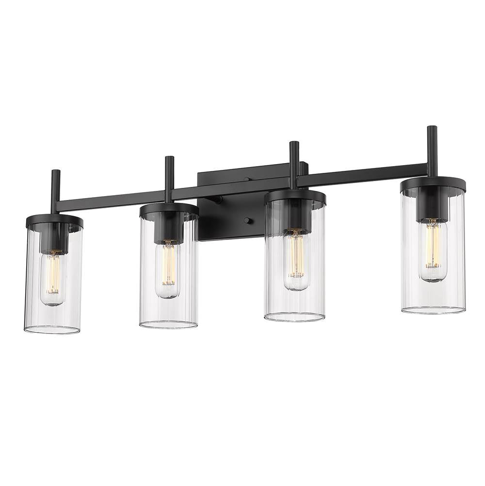 Golden Lighting 7011-BA4 BLK-CLR Matte Black Golden Lighting Winslett 4-light Vanity In Matte Black Image 2