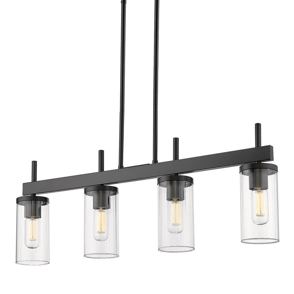 Golden Lighting 7011-LP BLK-CLR Matte Black Golden Lighting Winslett 4-light Island Light In Matte Black Image 1