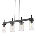 Golden Lighting 7011-LP BLK-CLR Matte Black Golden Lighting Winslett 4-light Island Light In Matte Black Image 1