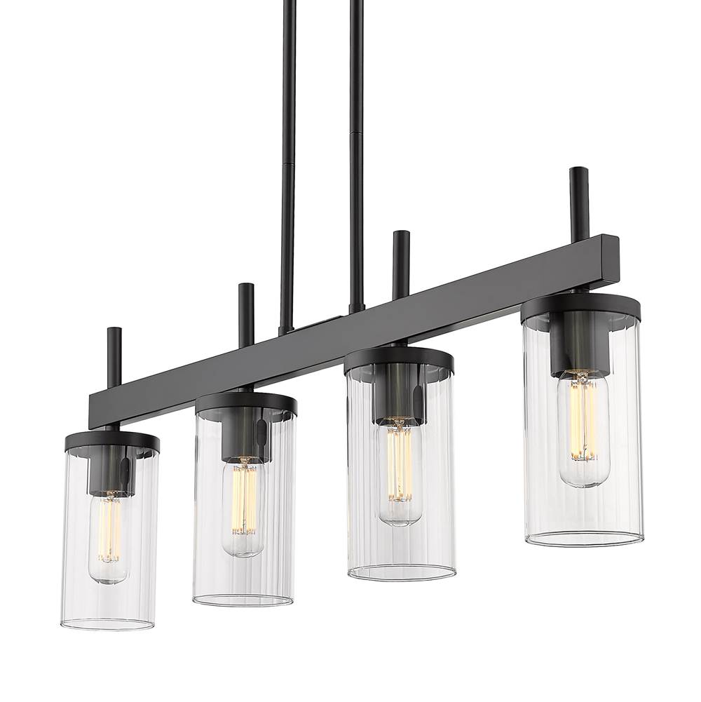 Golden Lighting 7011-LP BLK-CLR Matte Black Golden Lighting Winslett 4-light Island Light In Matte Black Image 2