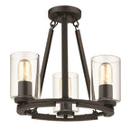 Golden Lighting 7041-SF BLK-CLR Matte Black Wry Lighting Monroe 3-light Semi-flush In Matte Black Image 1