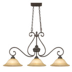 Golden Lighting Mayfair Wry Lighting Mayfair 3-light Pendant In Leather Crackle
