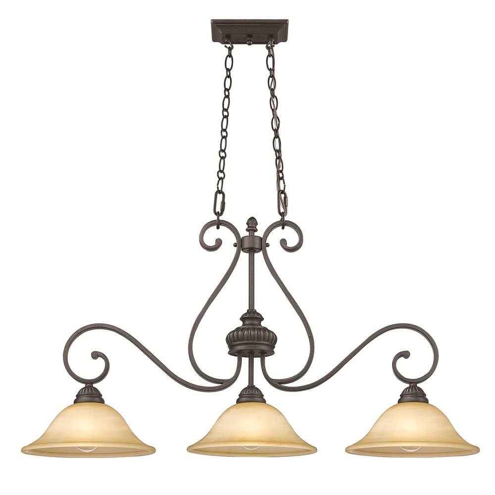 Golden Lighting Mayfair Wry Lighting Mayfair 3-light Pendant In Leather Crackle