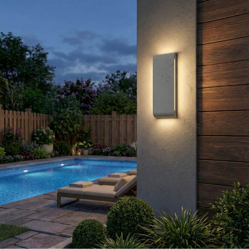 Golden Lighting 7280-OWL16 GT Gray Travertine Golden Lighting Stela Integrated Led 16in Outdoor Wall In Gray Travertine Image 3