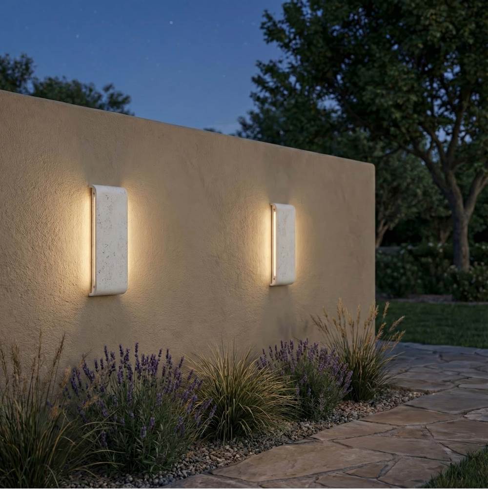 Golden Lighting 7280-OWL16 WT White Travertine Golden Lighting Stela Integrated Led 16in Outdoor Wall In White Travertine Image 3
